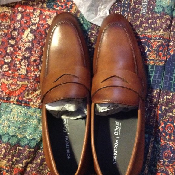 Nordstrom Men\'s NoDino Brown Leather Penny Loafers 11.5M - New in Box main image 3